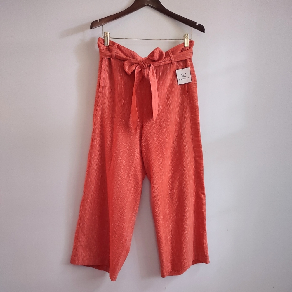 Rafaella Wide Leg Paperbag Waist Pants in Coral